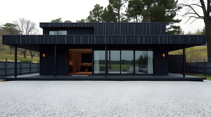 Modern minimalist villa facade with clean lines