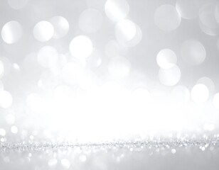 Elegant silver glitter and bokeh lights create a magical and festive atmosphere