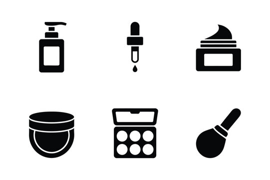 Collection of cosmetic and skincare product icons
