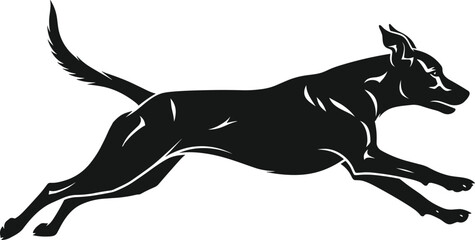 dog, running, silhouette, motion, vector, black, speed, animal, pet, dynamic, isolated, design, energy, posture, outline