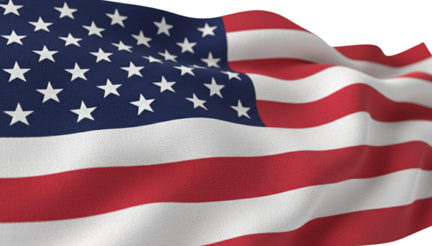 Waving United States Flag with Detailed Fabric Texture in Red, White, and Blue