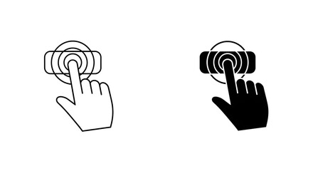 Finger touching a button icon set on a white background