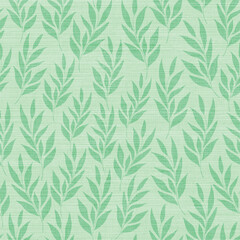 Seamless Mint Leaf Botanical Linen Pattern © eobrazy_pl