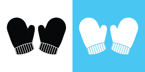 Winter mittens silhouette vector, Winter gloves icon, Winter gloves silhouette