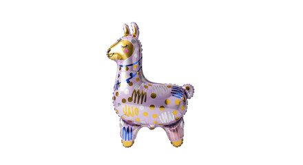 Obraz premium Cute Purple Llama Shaped Foil Balloon with Polka Dots and Stripes for Festive Decorations