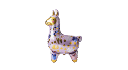 Cute Purple Llama Shaped Foil Balloon with Polka Dots and Stripes for Festive Decorations