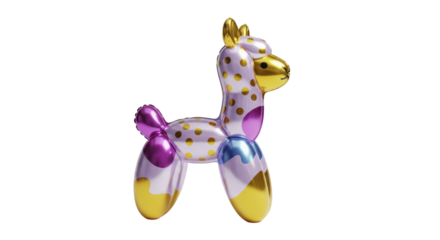 Balloon Animal A colorful, whimsical llama sculpture rendered in a glossy, reflective style
