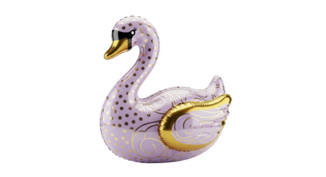 Elegant lavender and gold decorative swan figurine featuring intricate dotted patterns and graceful metallic accents, embodying sophisticated home decor and artistic charm