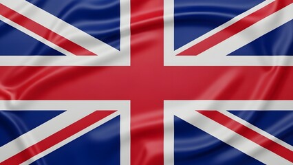 Waving union jack flag of the united kingdom with fabric texture
