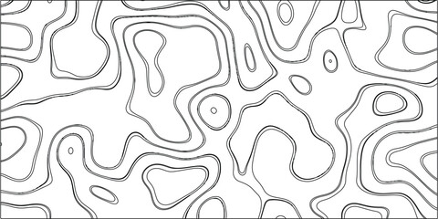 Obraz premium Black and white abstract topographic contour lines forming organic shapes and irregular patterns on a clean white background for graphic design and artistic concepts