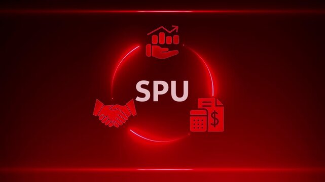 Red Neon Circle With SPU Text And Business Icons For Financial Growth And Partnership finance