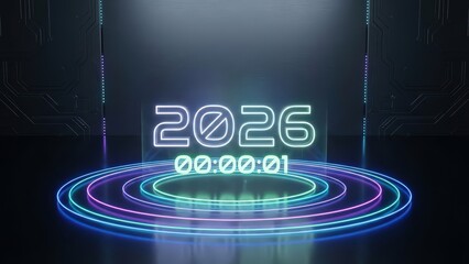 Futuristic New Year 2026 Countdown. Ai generation