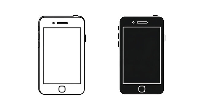Smart Phone Outline and Solid Fill Icon Mobile Technology Concepts