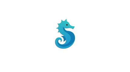 Clean, abstract vector icon of a seahorse, conveying adaptability, uniqueness, and calm, rendered with smooth curves and gradient blue colors, isolated on white.