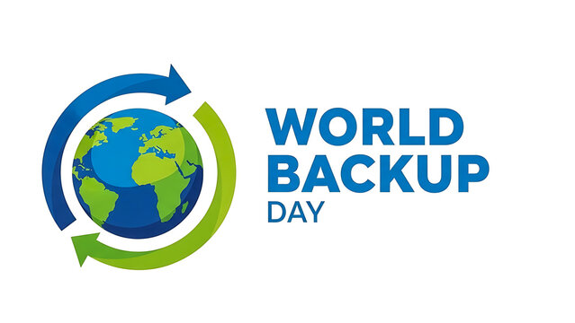 World backup day concept with planet earth and circular arrows symbolizing data protection and digital security - Powered by Adobe
