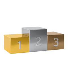Podium with numbers 1 2 3 isolated on a transparent background