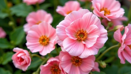 Fototapeta premium Delicate pink ranunculus flower blossoms garden oasis nature photography outdoor close-up floral beauty