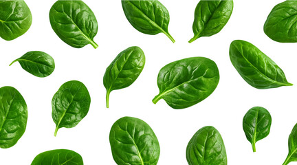 Fresh Spinach Leaves Pattern isolated on a transparent background 2