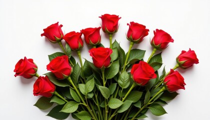 Romantic bouquet of red roses floral arrangement elegant setting bright background close-up view love concept