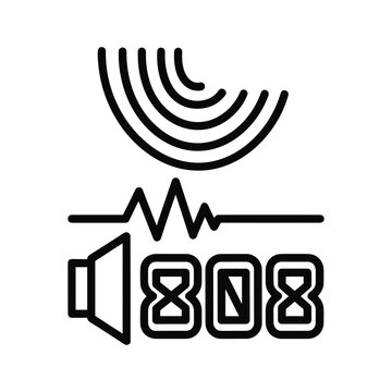 808 Bass Sound Wave and Speaker Outline Icon