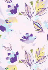 seamless floral pattern on a black background. The pattern is densely packed with small bouquets of flowers. The flowers are stylized, appearing almost like peonies or large roses.