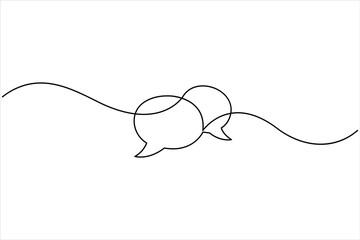 One continuous line art drawing of Speech bubble vector illustration. Communication chat messenger linear vector line symbol. Dialog cloud, chat bubble concept outline line design