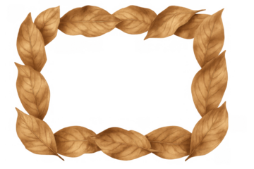 Autumn leaves frame watercolor style creating a decorative border for fall seasonal designs on transparent background