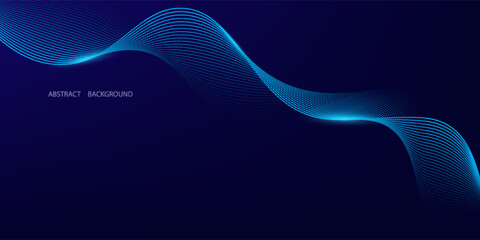 Dark blue abstract background with glowing wave lines. futuristic background Modern concept technology. Vector illustration