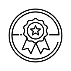Outline Award Medal with Star and Ribbons Circle Icon