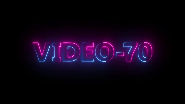 Video-70 neon bright text font colorful 4k video animation. Digital Timer, # video 70neon text is used as video clip.technology stopwatch Digital countdown number animation.