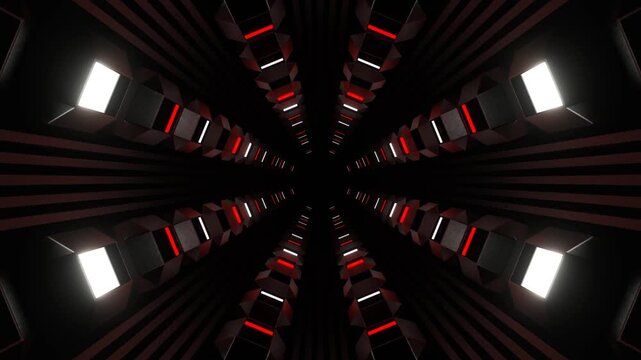 Red and White Slow Strobe Type Rotation Tunnel Background VJ Loop in 4K