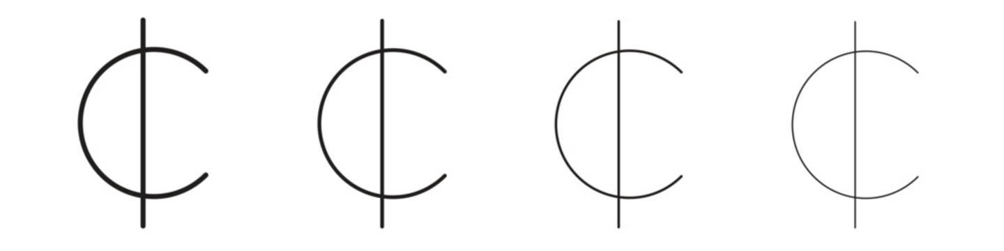 Cedi signs collection Silhouette flat icon design element.