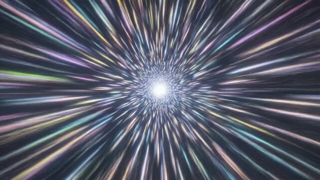 Hyperspeed Light Streaks - A bright, high-energy visualization shows streaks of light stretching out from a central point, conveying a sense of hyperspeed motion and rapid acceleration.