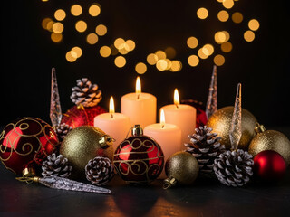 Elegant Christmas background with decorations and space for copy — ideal for marketing design.