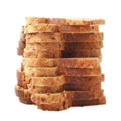 Stack of toast bread slices isolated on white