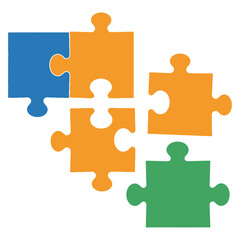 Obraz premium Colorful puzzle pieces representing connection problem solving and teamwork.