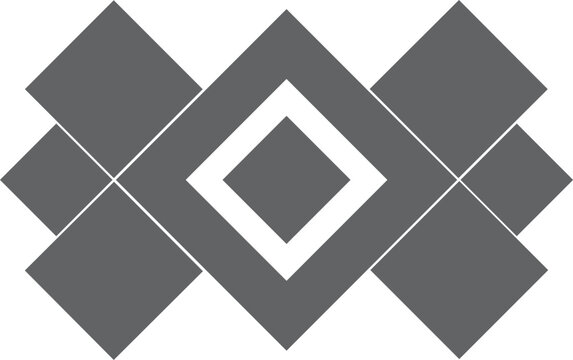 Geometric pattern of gray diamonds and white square outline