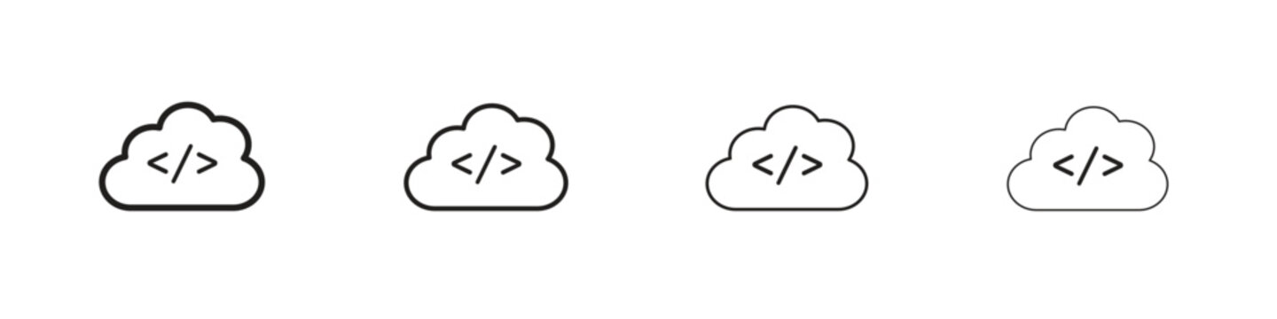 Cloud code icon, Set vector logo design templates,