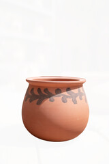 Handmade Clay Pottery Vase. Orange brown colour with black motives– Transparent PNG