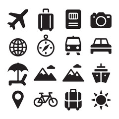 Tourism transport bus silhouette icon for long route travel service
