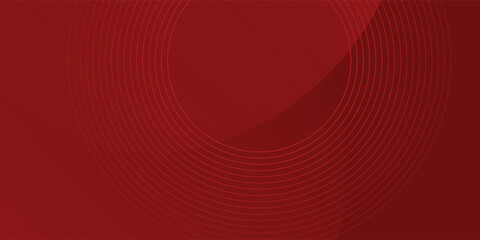 Abstract red background with glowing curve lines. Modern shiny red gradient geometric circle lines pattern. Futuristic concept.