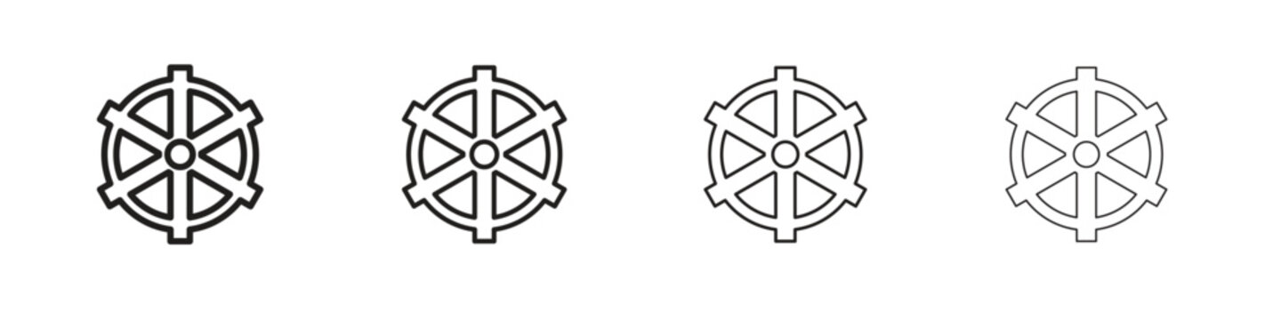 Dharmachakra icon, Set vector logo design templates,