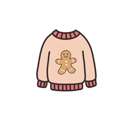 Cute Gingerbread Christmas Sweater Illustration