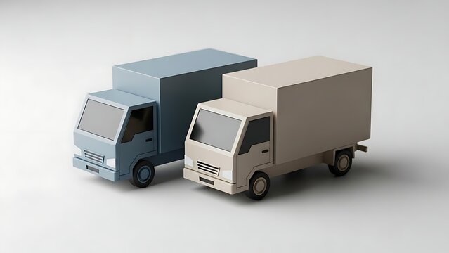 Streamlined logistics solutions with minimalist delivery trucks for modern shipping needs and efficient distribution networks, promising fast and reliable transport
