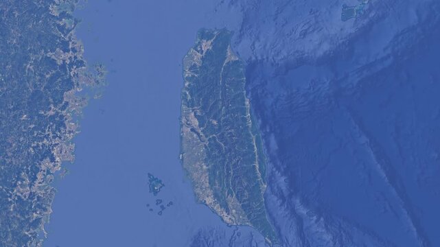 Zooming Satellite View of Japan-Taiwan-China-USA with Travel Ocean Surroundings and Mountains