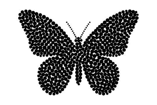 Abstract butterfly made of dots in black silhouette - Powered by Adobe