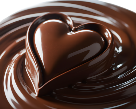 Delicious chocolate heart swirl isolated on transparent background