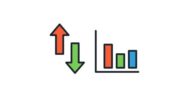 Animated business graph showing increasing and decreasing trends with arrows going up and down