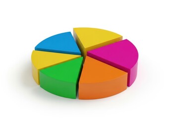 Obraz premium Colorful pie chart segments representing data analysis and statistics isolated on white background