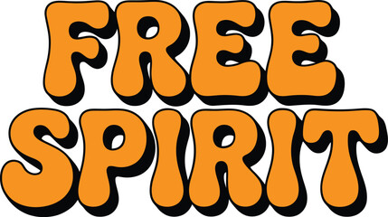 Orange free spirit text with black shadow and outline orange text black outline